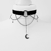 Готичний оксамитовий чорний Чокер підвіска "Луна" ельфійський — Aushal Jewellery