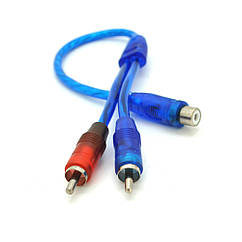 Кабель RCA (мама) => 2хRCA (тато), CU, круглий, Black, 0,2 м, (Пакет) Q250