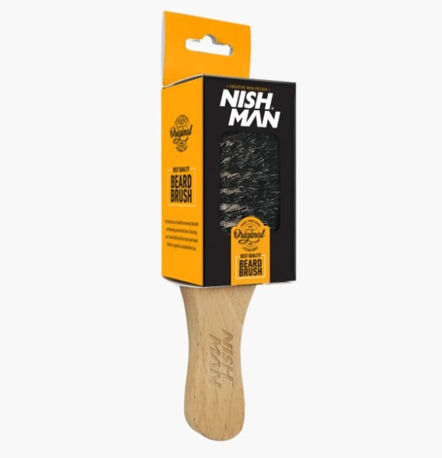 Щітка для бороди Nishman Premium Beard Brush, світло-коричнева