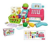 Касовий апарат дитячий (8352 A) звук, каса, сканер, продукти, кошик, ваги, в коробці