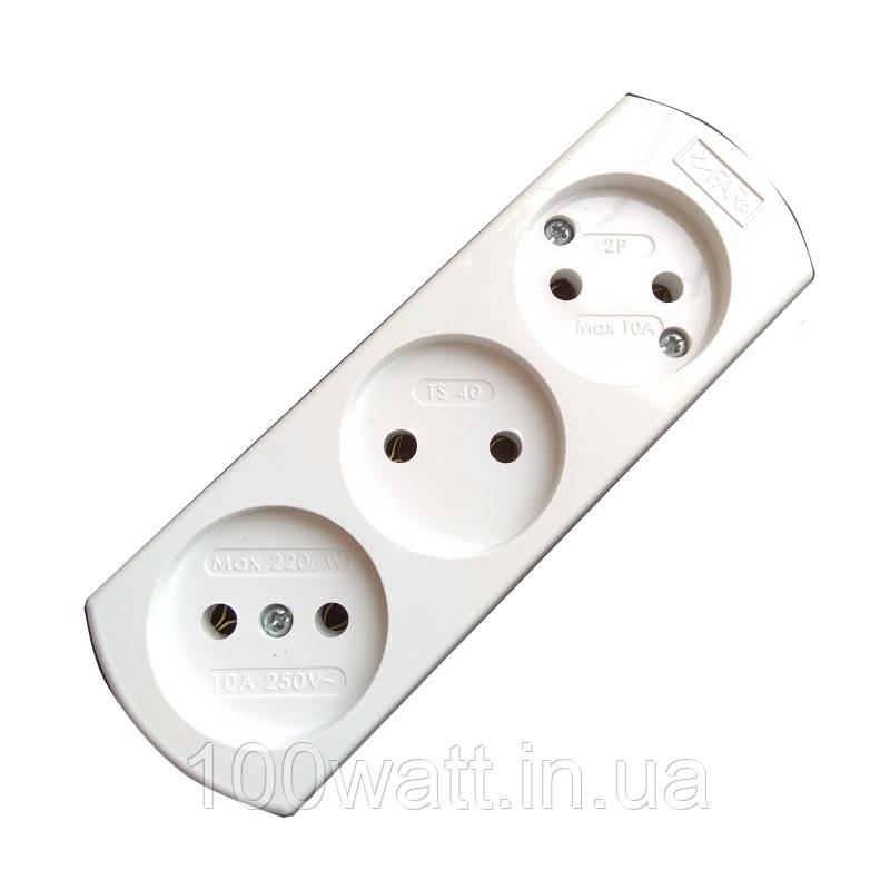 Колодка-касета 3 гнізда без заземлення 10A FAR 141, фото 1