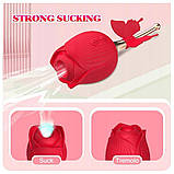 Вібратор у вигляді троянди з вакуумною стимуляцією клітора червоного кольору Boss series Rose Flirting Кайф, фото 6