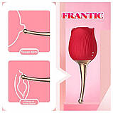 Вібратор у вигляді троянди з вакуумною стимуляцією клітора червоного кольору Boss series Rose Flirting Кайф, фото 7