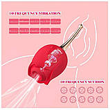 Вібратор у вигляді троянди з вакуумною стимуляцією клітора червоного кольору Boss series Rose Flirting Кайф, фото 8
