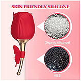 Вібратор у вигляді троянди з вакуумною стимуляцією клітора червоного кольору Boss series Rose Flirting Кайф, фото 9