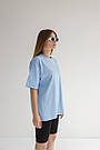 Футболка жіноча OVERSIZE трикотажна БЛАКИТНИЙ, фото 4