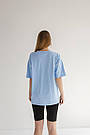 Футболка жіноча OVERSIZE трикотажна БЛАКИТНИЙ, фото 9