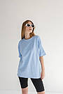 Футболка жіноча OVERSIZE трикотажна БЛАКИТНИЙ, фото 3