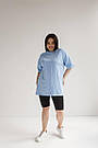 Футболка жіноча OVERSIZE трикотажна БЛАКИТНИЙ, фото 5