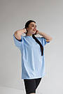 Футболка жіноча OVERSIZE трикотажна БЛАКИТНИЙ, фото 6