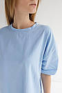 Футболка жіноча OVERSIZE трикотажна БЛАКИТНИЙ, фото 8