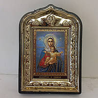 Ікона "Аз єсмь с вамі і ніктоже на ви" Пресвята Богородиця, лик 6х9, у пластиковій чорній рамці