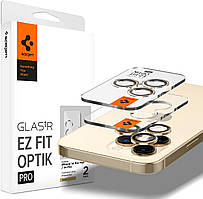 Захисне скло Spigen для камери iPhone 16/15/14 Pro & Pro Max - EZ Fit Optik Pro (2шт), Gold (AGL05598)