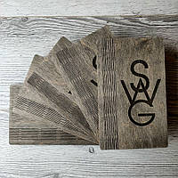 Деревянная купюрница расчетница для денег и чеков + логотип Серый