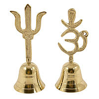 Колокольчики из латуни Священный символ ОМ и Тришула (Трезубец)