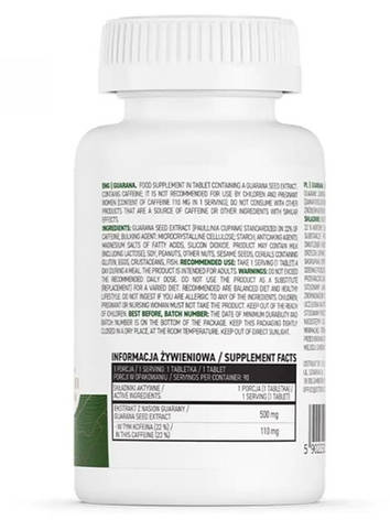 Екстракт Гуарани OstroVit Guarana 90 таб Польща, фото 3