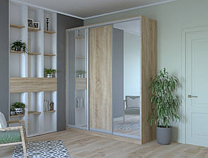 Шафа купе Сіті 24 Doros Дуб Сонома 1 ДСП / 2 Дзеркала 208х60х240 (42002069), фото 4