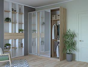 Шафа купе Сіті 24 Doros Дуб Сонома 1 ДСП / 2 Дзеркала 208х60х240 (42002069), фото 5