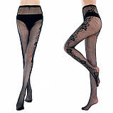 Колготки с узором в мелкую сетку "Роза" - Чёрный - 2/3/4 (S/M/L) – Эротическое бельё, фото 3