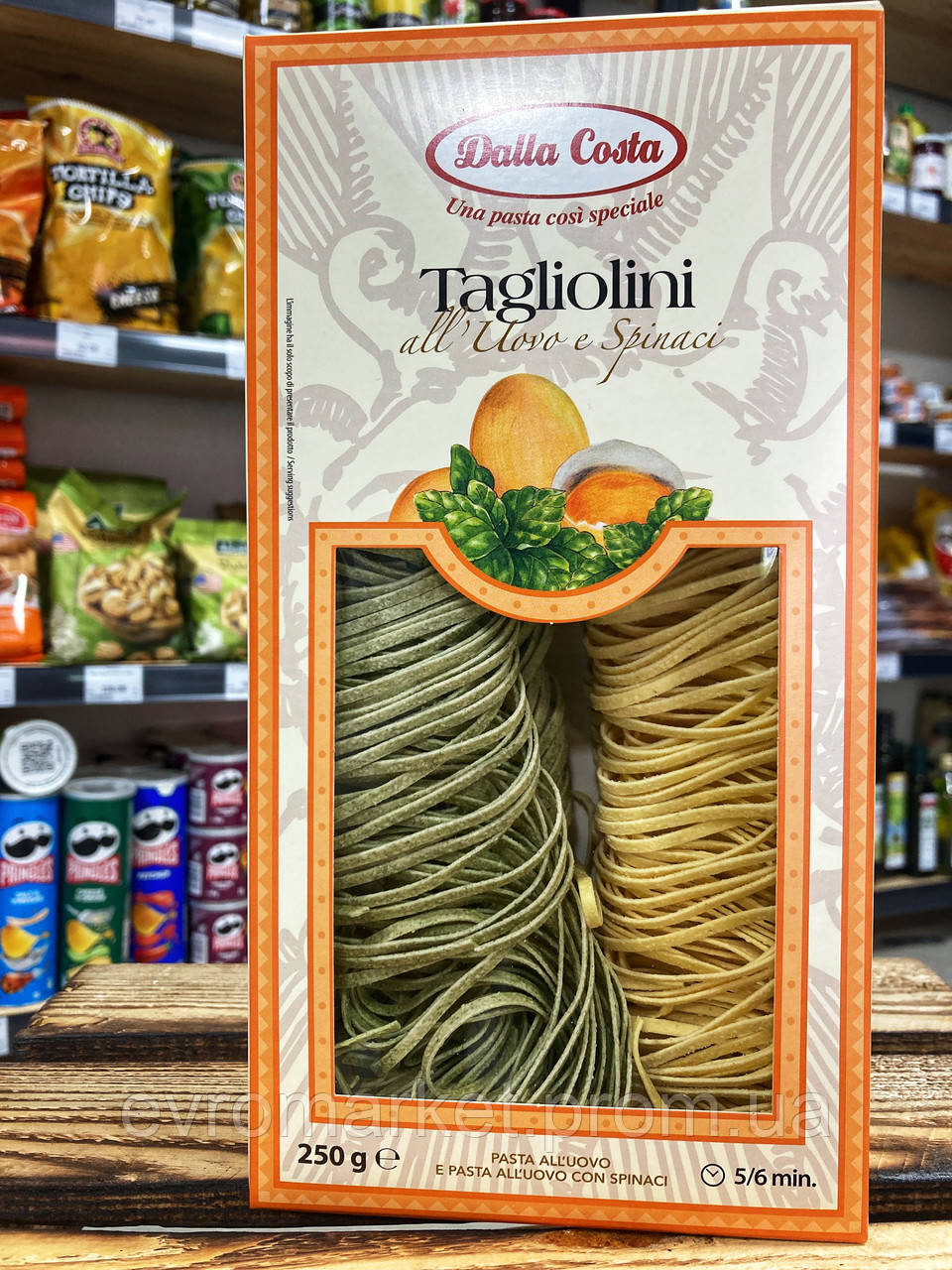 Купить Макароны DALLA COSTA Tagliolini с яйцом и шпинатом 250 г, Италия ...