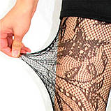 Колготки з візерунком "Квіти" - Чорний - 2/3/4 (S/M/L) - Еротична білизна, фото 4