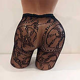 Колготки з візерунком "Квіти" - Чорний - 2/3/4 (S/M/L) - Еротична білизна, фото 3