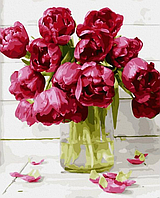 Картина малювання за номерами Букет тюльпанів у вазі Картини в цифрах квіти букети 40х50 акриловий живопис Rainbow Art GX45165