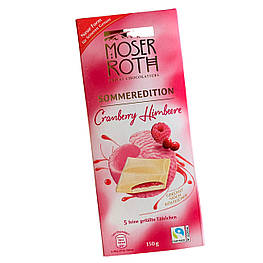 Moser Roth Літня лімітована серія Білий шоколад з клюквою і малиною 150g