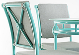Меблі Pradex Verona комплект для кафе — круглий столик + четвірка стільчика бірюзового кольору, фото 3
