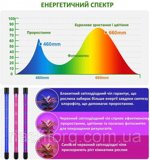 Лампа для растений двойная LED Plant Grow Light, фитолампа для рассады гибкая - подсветка для цветов (NT) - фото 4 - id-p1855098910