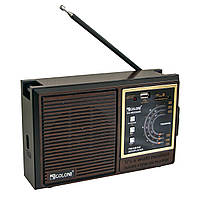 ФМ радиоприемник Golon RX-9933 Коричневый, портативное радио на батарейках и с usb входом для флешки (VF)