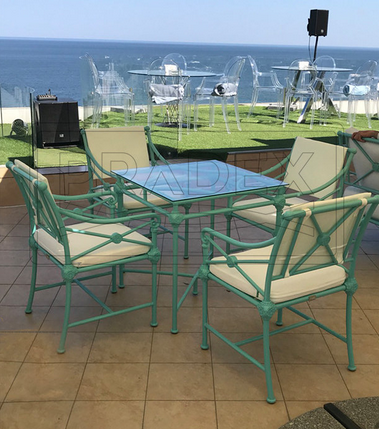 Мебель Pradex Verona комплект для кафе - круглый столик+четыре стульчика бирюзового цвета - фото 9 - id-p1855103543