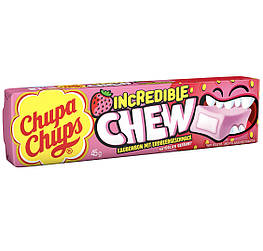 Chupa Chups Incredible Chew Erdbeere Жувальні цукерки зі смаком полуниці в індивідуальній упаковці 45g