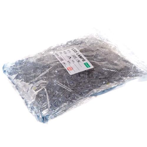 1000x LED світлодіод 5мм 3-3.2В 20мА, білий, діаметр 5 мм, кількість 1000