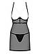 Прозора сорочка з відкритими грудьми Obsessive Pearlove chemise & thong black S/M, трусики  18+, фото 4