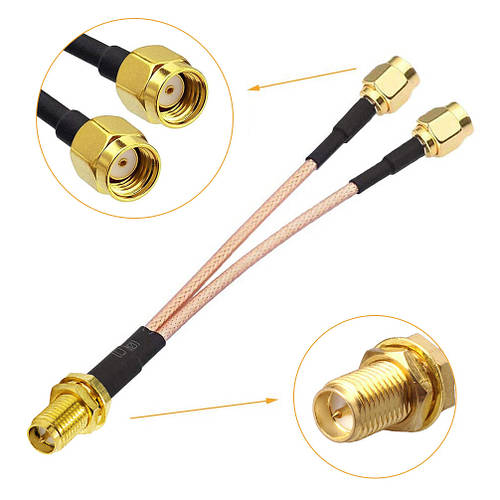 Купити Mimo спліттер антенний RP SMA Female => 2 RP SMA Male 15 см ...