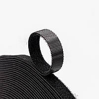 Двухсторонняя липучка 1 см черная тонкая лента крепежная многоразовая стяжка