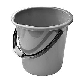 Відро пластикове 10 літрів "Комфорт" сіре Ø 27.5 см h=27 см (Горизонт)