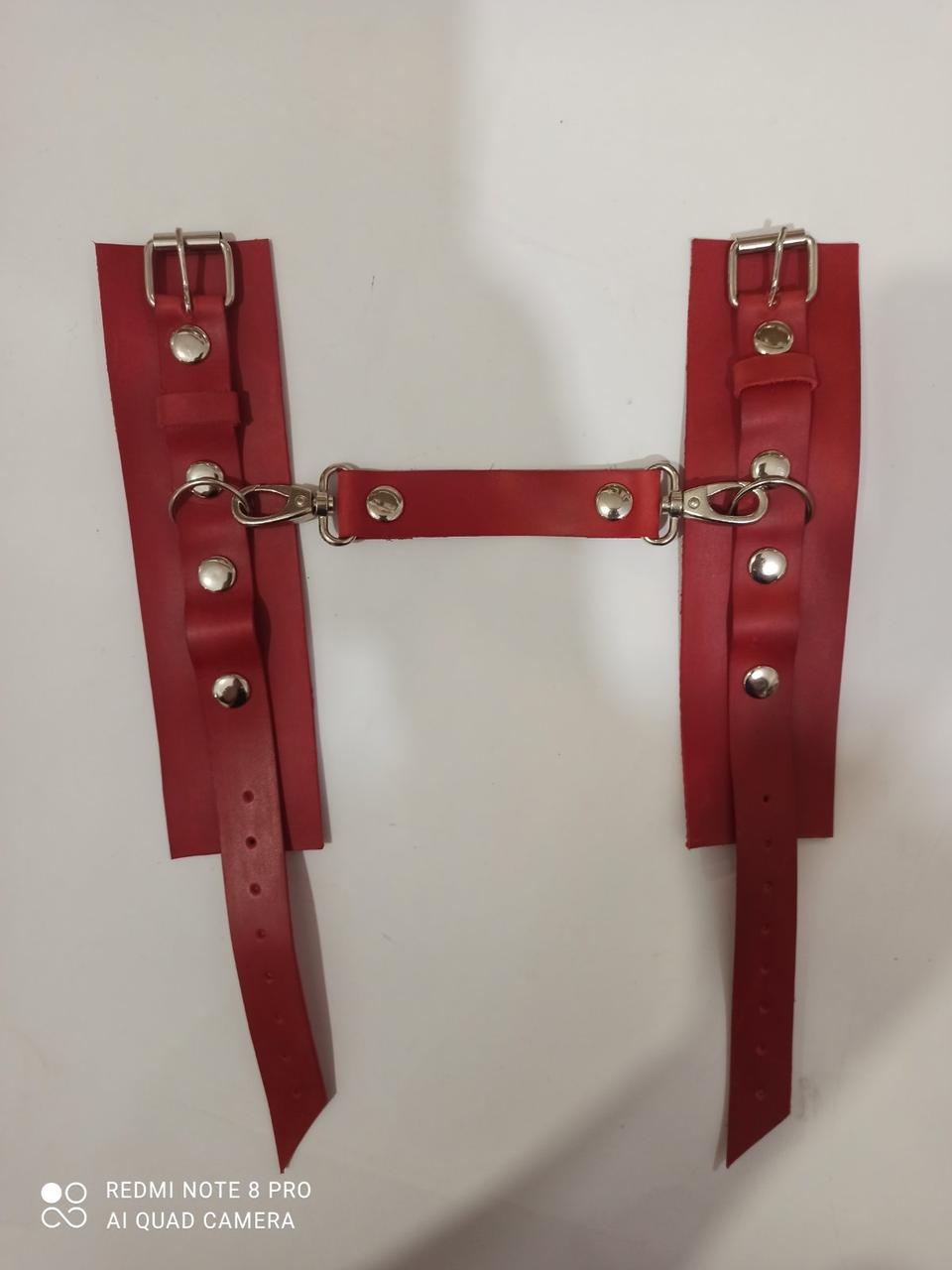 Преміумнаручники з натуральної шкіри Soft Skin BDSM Desire червоний, фото 1