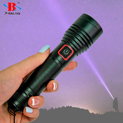 Яскравий ручний акумуляторний ліхтар BL-P02-P50 (3 режими), Світлодіодний ліхтарик із зарядкою від USB, фото 1