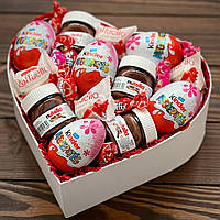 Подарочный набор для девушки YourGifts Подарочный бокс с Kinder Surprise и Nutella mini подарок жене на день