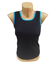 Майка VLKN для гімнастики і танців бавовна 90% лайкра 10% чорний окантовка бірюзовий