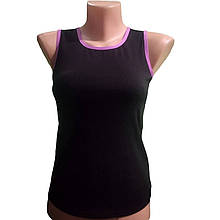 Майка VLKN для гімнастики і танців бавовна 90% лайкра 10% чорний окантовка бузковий