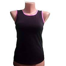 Майка VLKN для гімнастики і танців бавовна 90% лайкра 10% чорний окантовка малиновий