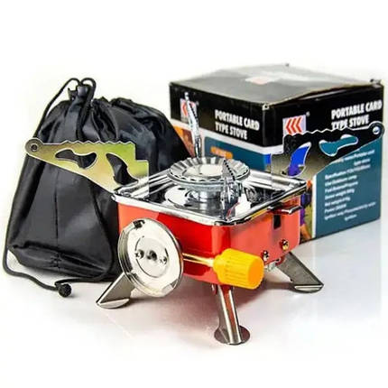 Похідний портативний газовий пальник із п'єзопідпалом K202, Плитка туристична газова, Кемпінгова плита, фото 1