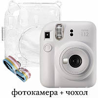 Набор Белый Фотокамера моментальной печати Fujifilm INSTAX Mini 12 Cray White / Чехол прозрачный