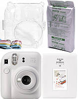Набор Белый Фотокамера моментальной печати Fujifilm INSTAX Mini 12 Cray White / Картридж 10 фото / Чехол
