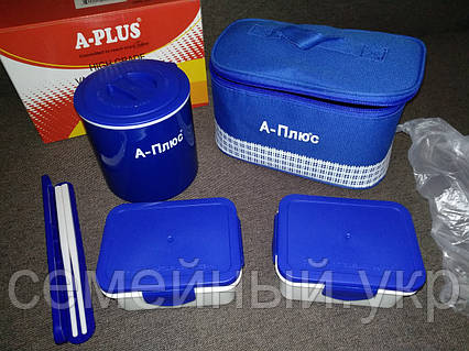 Ланчбокс (термос пищевой) с сумкой A-PLUS 1670, 500 мл + палочки, фото 2