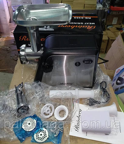 Електром'ясорубка + соковижималка м'ясорубка Rainberg RB-6305 (реверс) 3000W, фото 2