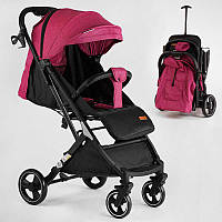 Візок для прогулянок дитячий "JOY" Comfort L-20115 , рожевий, рама сталь з алюмінієм, футкавер, підстаканник, телескопічна ручка